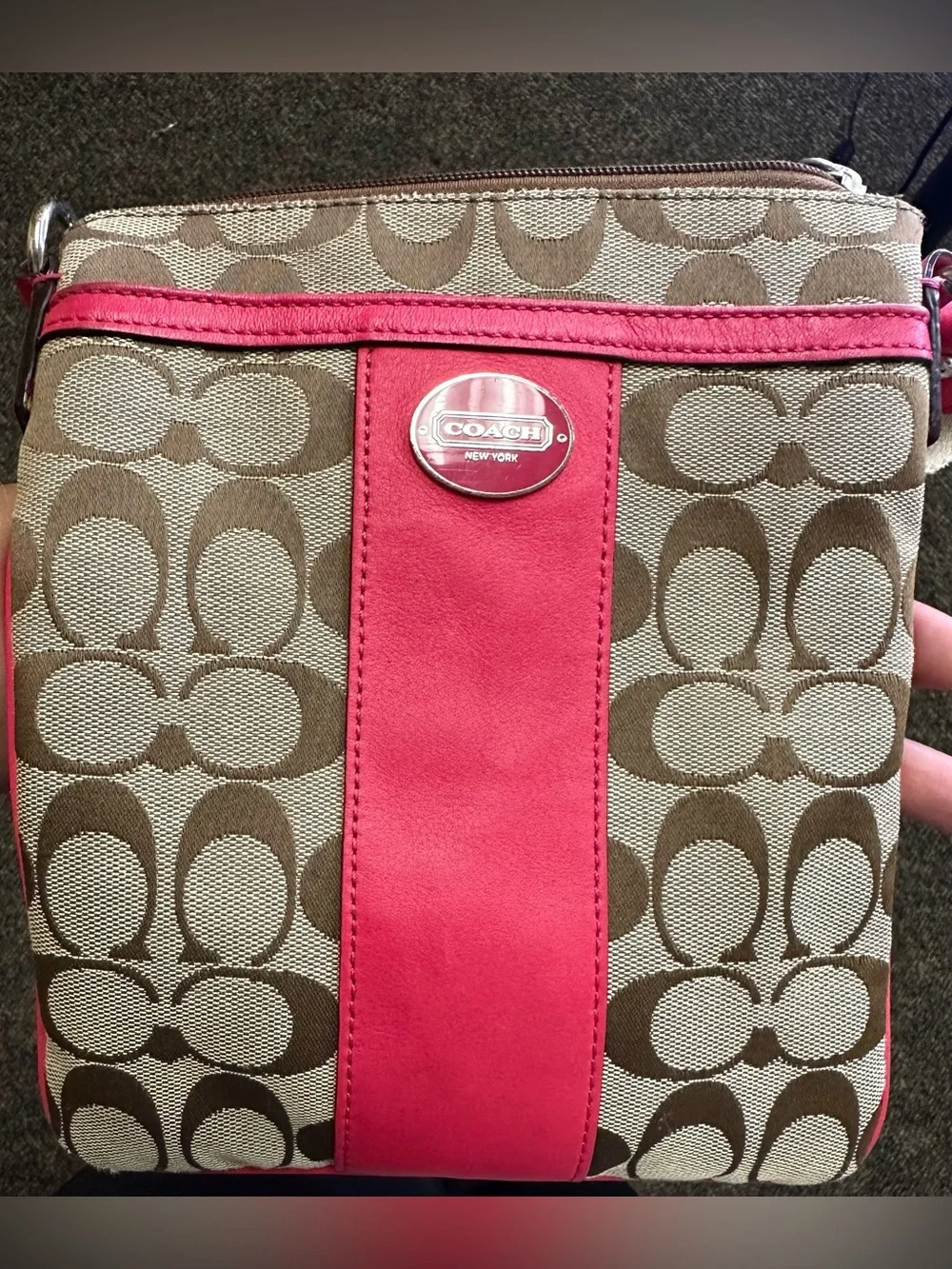 Coach Signature Crossbody Bag Brown & Pink 🤎🩷